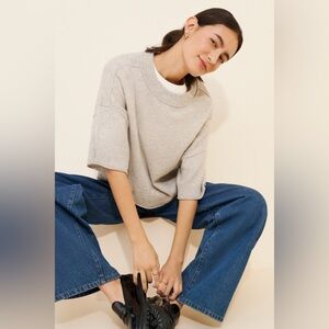 Anthropologie The Goldie Crew-Neck Cashmere Sweater Grey Size Extra Small